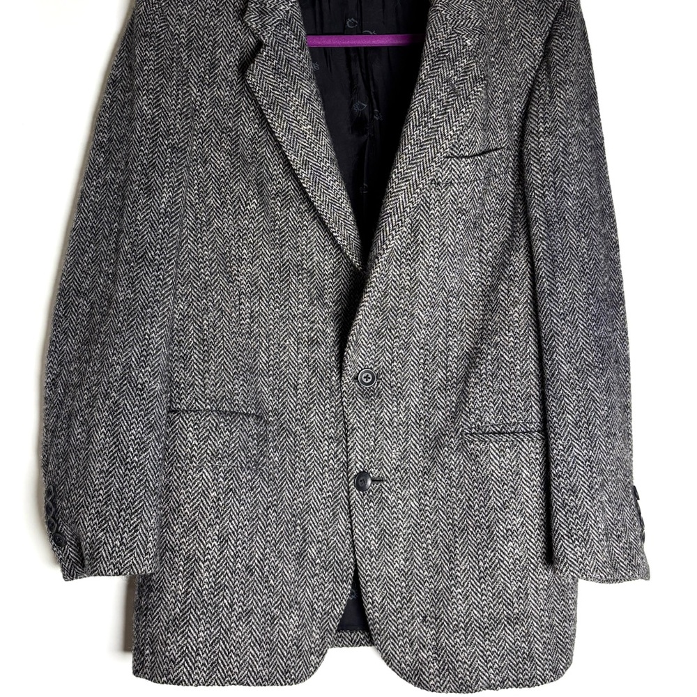Vintage Dior Gray Wool Herringbone Blazer | Classic Tailored Jacket